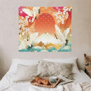HZOHNAGO Japanese Tapestry Cherry Blossom Crane Sea Wave Fuji Mountain Red Sun Pattern Printed Wall Tapestry Painting Wall Hanging for Bedroom Living Room Dorm 60" W x 50" H by CozyNest Decor