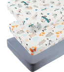 Pack n Play Sheet Stretchy Fitted Portable Mini Crib Sheets Set 3 Pack,Playard Sheets Convertible Playard Mattress Cover,Ultra Soft Jersey Material,Elephant Tiger,Fox & Grey by TinyTreasures Baby Boutique