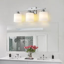 Stainless Steel Milk Glass Vanity Lights for Bathroom, 3 Light Brushed Nickel Bathroom Light Fixtures Over Mirror, Ceramic E26 Sockets Wall Mounted by CozyNest Decor