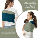 Baby Wrap Carrier, Lightweight Baby Wearing Wraps for Newborn and Infant, Soft Swaddle Holder Carrier, Cozy Baby Sling 7-35 lbs Blue+Green by TinyTreasures Baby Boutique