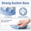 Stainless Steel Toddler Plate with Suction, 9” Divided Plates with Removable Silicone Sleeves for Kids, Non Toxic & BPA Free | Non Slip | Unbreakable Baby Snack Dishes Set of 2, Blue & Gray by TinyTreasures Baby Boutique