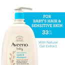 Aveeno Baby Daily Moisture Body Wash & Shampoo with Natural Oat Extract, Hypoallergenic, Tear-Free, Paraben-Free, pH-Balanced Formula For Sensitive Hair & Skin, 33 fl oz by TinyTreasures Baby Boutique