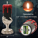 Wondise Halloween Flameless Candles with Ghost Hand, Battery Operated LED Black Candles with 6hrs Timer, Real Wax Pillar Candles with Flickering 3D Wick for Halloween Home Theme Party Decor by CozyNest Decor