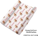 Personalized Baby Crib Bedding Set for Baby Girls, Pink Highland Cow Pattern Custom Name Baby Crib Sets 5-Pcs, Toddler Double Layer Blanket Fitted Sheets Changing Pad Cover Rug Wall Art Set by TinyTreasures Baby Boutique