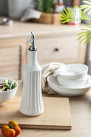 LYEOBOH Olive Oil Dispenser Bottle, Oil Dispenser for Kitchen, Ceramic Cooking Vinegar Dispensing Bottles with Spout, White by CozyNest Decor