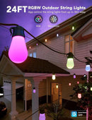Govee Smart Outdoor String Lights H7029, 24ft RGBIC Outdoor Lights with 8 Dimmable LED Bulbs, IP65 Waterproof, Color Changing Warm White Lights with 47 Scene Modes for Patio, Backyard, App Control by CozyNest Decor