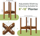 Adjustable Plant Stand, Bamboo Plant Stand Indoor with Tray, Wood Plant Stand for 8 to 12 inches Flower Pots, Single Mid Century Modern Plant Stand for Indoor Plants, Walnut by GreenHaven Gardens