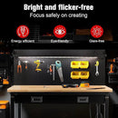 60" Workbench with Drawers, Work Benches for Garage with Strip Light, Adjustable Work Table with Large Pegboard, 2000 LBS Heavy Duty Table with Power Outlet Rubber Wood for Garage, Office by GreenHaven Gardens