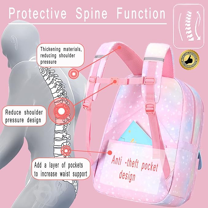 Kawaii Backpack - Pink & Purple Starry Rainbow Bookbag for Girls & Kids by TinyTreasures Baby Boutique