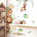 Tanlaby Jungle Animals Wall Stickers Cartoon Safari Animal Wall Decals Fox Bear Lion Monkey Tropical Leaves Art Decor for Baby Nursery Kids Playroom Bedroom by TinyTreasures Baby Boutique