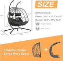 2 Person Double Egg Swing Chair with Stand Indoor Outdoor, Hammock Egg Chair Outdoor, Patio Wicker Hanging Egg Chair w/Cushion 700LBS Capacity for Bedroom, Balcony, Garden, Dark Grey by GreenHaven Gardens