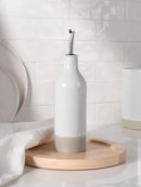 famiware Milkyway 16oz Ceramic Olive Oil Dispenser Bottle, 1 Piece Oil Dispenser for Kitchen with Stainless Steel Pourers, Suitable for Storage Vinegar, Soy Sauce, Coffee Syrup, Liquids, White by CozyNest Decor