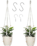 Macrame Plant Hanger Indoor Hanging with Wood Beads Macrame Planters No Tassel for Indoor Outdoor Boho Home Decor 35 Inch (Ivory,2pcs) by GreenHaven Gardens