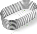 Land Guard 24“ Tall Galvanized Raised Garden Bed Kit, Galvanized Planter Garden Boxes Outdoor, Oval Large Metal Raised Garden Bed for Vegetables (Classic Silver, 4×2×2ft) by GreenHaven Gardens