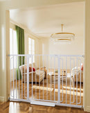 Cumbor 36" Extra Tall Baby Gate for Stairs, 29.7-57" Extra Wide Dog Gate for Doorways Hallways, Pressure Mounted Child Gate for Wide Opening, Auto Close Personal Safety for Babies and Pets, White by TinyTreasures Baby Boutique