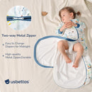 Baby Sleep Sack 18-24 Months, Cotton Detachable Long Sleeve Sleep Sack, 1.0 Tog Toddler Sleeping Sack with Temperature Strips, 2-Way Zipper Wearable Blankets for Newborns, Dinosaur by TinyTreasures Baby Boutique