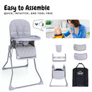 Foldable Baby High Chair with Easy Clean Double-Layer Tray, Adjustable Foot Rest, Safety First 5 Point Harness, Compact Space Saver Baby Feeding Chair Portable for Travel by TinyTreasures Baby Boutique