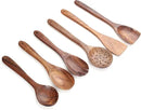Wooden Spoons for Cooking Utensils Set with Holder, Spoon Rest & Hooks, Teak Wood Nonstick Kitchen Cookware by CozyNest Decor
