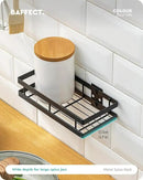 Metal Spice Rack Wall Mount Floating Shelves 2 Pack Black Storage organizer for Cabinet Door Pantry Kitchen Bathroom Supplies (13.7inches length) by CozyNest Decor