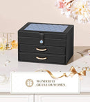 Black Jewelry Box Organizer: Home Decor for Women - 2-Drawer Holder for Valentine’s Day Birthday Christmas Black Grey-Blue by TinyTreasures Baby Boutique