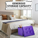 LINMAGCO Storage Ottoman Folding Foot Stool Foot Rest with Side Pocket Modern Ottoman with Storage Short Sofa Stool Velvet 17x13x13(Purple) by CozyNest Decor