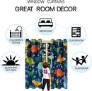 Dinosaur Blackout Curtains 2 Panels 63" Inch Drapes Boys Curtains for Bedroom Cute Dinosaur Themed Grommet Top Thermal Insulated Boys Room Curtains for Nursery, Navy Blue, 82" x 63" by TinyTreasures Baby Boutique