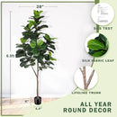 Artificial Fiddle Leaf Fig Tree - 6.5ft Faux Ficus Lyrata Plant with 108 Fiddle Leaves Fake Fig Silk Tree in Pot Artificial Tree for Indoor Outdoor Home Office Perfect Housewarming by CozyNest Decor
