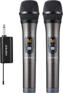 HOTEC UHF Wireless Dual Handheld Microphones with Rechargeable 1/4” Output Mini Portable Receiver for Live Performance Over PA, Mixer, Speaker (H-U26C) by TinyTreasures Baby Boutique