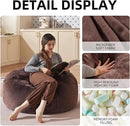 Bean Bag Chair 3Ft, Memory Foam Filled, Large Beanbag Chairs for Adults and Teens, Soft Sofa with Removable Flannel Cover, Round Couch for Living Room Bedroom College Dorm (Brown, 3FT-36×36"×24") by CozyNest Decor