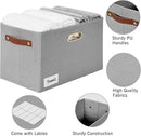 Large 3-Pack Foldable Fabric Storage Bins with Durable PU & Metal Handles, Collapsible Storage Baskets for Shelves, Home Storage, Closet Organizers, Living Room(14.9"x9.8"x9.8", Grey) by CozyNest Decor