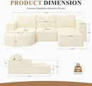 Modular Sectional Sofa with L-Shape Chaise,Cloud Sectional Modern Sleeper Couch with Deep Seat,Sponge Compression Sofas No Assembly Required (Beige-Corduroy Fabric) 1pcs by CozyNest Decor