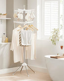 SONGMICS 2-Tier Clothes Drying Rack, 72-Inch Folding Laundry Drying Rack with 3 Rotatable Arms for Hangers, 24 Clips, Stainless Steel, for 27 Pieces of Clothes, White and Silver ULLR512W01 by TinyTreasures Baby Boutique