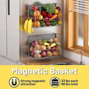 Magnetic Shelf for Fridge, Fruit Potato & Onion Storage Bins, Pantry Organizers & Storage, Large Container Magnetic Basket for Refrigerator, Kitchen Counter,Cabinet Magnetic Fridge Organizer Silver 2 by CozyNest Decor