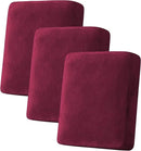 H.VERSAILTEX Velvet Stretch Couch Cushion Cover Plush Cushion Slipcover for Chair Loveseat Sofa Cushion Furniture Protector Seat Cushion Sofa Cover (3 Piece Sofa Cushion Covers, Burgundy) by CozyNest Decor