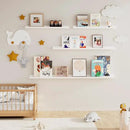 Fun Memories Picture Ledge Shelf, 48 Inch Floating Shelves Set of 2, Large Nursery Book Shelves for Toys Storage, Kids Bookshelf Wall Mounted for Wall Decor Books Photo Frames, White by CozyNest Decor