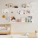 Fun Memories Picture Ledge Shelf, 24 Inch Floating Shelves Set of 2, Nursery Book Shelves for Toys Storage, Kids Bookshelf Wall Mounted for Wall Decor Books Photo Frames, White by TinyTreasures Baby Boutique