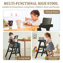 Solid Wood High Chair for Toddlers to Teens, Adjustable Height Toddler Dining Chair, Easy to Clean Toddler Highchair with Removable PU Cushion for Dining, Studying, Step Tool, Black by TinyTreasures Baby Boutique