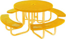 Heavy-Duty Portable Outdoor Picnic Table with Umbrella Hole, Punched Steel Commercial-Grade Patio Furniture Made in America (46" Round Top, Yellow with Yellow Frames) by GreenHaven Gardens