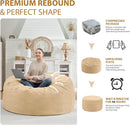 4FT Bean Bag Chair, Large Bean Bag Chairs with Memory Foam Filled, Fluffy Beanbag Sofa with Dutch Velvet Cover, Round BeanBag Chairs for Living Room, Playroom - Khaki by TinyTreasures Baby Boutique