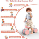 Baby Balance Bike Toys for 12-36 Months Kids Toy Boy and Girls Gifts Toddler Best First Birthday Gift Children Walker No Pedal Infant 4 Wheels Bicycle (Classic, Pink) by TinyTreasures Baby Boutique