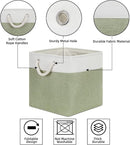 Bidtakay Cubby Storage Bins Set of 3 Fabric Baskets for Shelves Closet Drawer Organizer Storage Cubes 13x13 Collapsible Organization Baskets for Nursery Toy Shelf (White&green) by TinyTreasures Baby Boutique