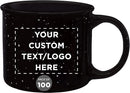 DISCOUNT PROMOS Custom Ceramic Campfire Coffee Mugs 13 oz. Set of 100, Personalized Bulk Pack - Perfect for Tea, Espresso, Cappuccino, Hot Cocoa - Black by TinyTreasures Baby Boutique