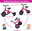 Ancaixin 3 in 1 Toddler Tricycles for 2-5 Years Old Girls and Boys with Adjustable Seat Detachable Pedal and Bell | Foldable Baby Balance Bike Riding Toys | Kids Birthday Christmas New Year Gift Pink by TinyTreasures Baby Boutique