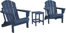 WO Home Furniture Adirondack Chairs Table Set of 3 PCS Outdoor Folding Chairs Side End Table Weather/UV Resistant for Lawn, Garden, Bon Fire, Balcony (Navy Blue) by GreenHaven Gardens