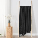 inhand Knitted Throw Blankets for Couch and Bed, Soft Cozy Knit Blanket with Tassel, Black Lightweight Decorative Blankets and Throws, Farmhouse Warm Woven Blanket for Men and Women, 60"x80" by CozyNest Decor