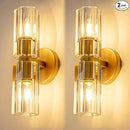 Gold Crystal Wall Sconces Set of Two, Wall Sconce Set of 2, Brass Sconces Wall Lighting with K9 Crystal Lampshade, Wall Lights for Bedroom Living Room Bathroom Hallway by CozyNest Decor