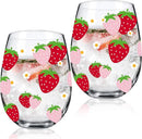 Sliner 2 Pack 17oz Strawberry Stemless Wine Glasses for Women Strawberry Cups Colorful Conversation Drinking Glass for Mother's Day Gift Birthday Party Supplies Graduation Gifts Theme Events by CozyNest Decor