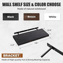 Floating Wall Shelves - 16"x6.8"x1.2" Sturdy Rustic Black Solid Wood Shelves for Storage and Décor, Easy Installation for Living Room, Bedroom, and Kitchen - 2 Pack