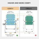 VINGLI Folding Aluminum Webbed Oversized Lawn Chairs with Detachable Cup Holder, 300LBS High Beach Chair for Adults Heavy Duty, Portable Patio Chair for Yard, Garden, 2 Pack,Blue/Green by GreenHaven Gardens