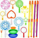 Lenwen 16 Pcs Giant Bubble Wands Kit Big Maker Toy Large Gigantic Bubble Wands with Refill and Tray for Summer School Birthday Outdoor Playtime Fun Activity Party Favors (Various) by TinyTreasures Baby Boutique